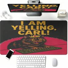 Großes erweitertes Gaming-Mauspad, Ich schreie Carl wütende Kronenkatze lustiges Meme Schreibtischunterlage, rutschfeste Gummibasis mit genähten Kanten, großes Tastaturpad für Büro, Zuhause, Gaming-Schreibtisch Dekoration - Mauspad - Übersicht 11
