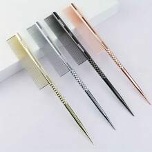 1件尖尾鋁製梳子，美髮沙龍造型燙髮染髮分區挑髮細齒防靜電耐熱梳，適合髮型師使用 - 彩色 - 查看 7