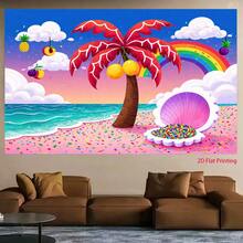 2D Flat Banner, 1pc - Candy Beach Adventure, - Banner Backdrop, Suitable For Decoration, Events, Photography Scenes - View 3