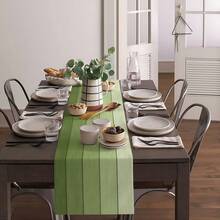 1pc Summer Gradient Moss Green Style Tablecloth - Rustic Wood Grain Print Rectangular Polyester Table Mat, Suitable For Indoor/Outdoor Kitchen, Garden Party, Restaurant Decor - View 5