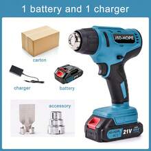 JSD-HOPE 21V Cordless Lithium Hot Air Gun Suitable For DIY, Electronics Repair & Paint Removal - 350W High Power Handheld Portable Heat Gun With -Type Plug, Lithium Battery- Tool For Crafts, Heat Shrink Film & Paint Striping (No) - US A Type Plug(110-127V) - View 7