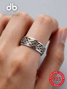 S925 Sterling Silver Unisex Celtic Knot Ring, Infinity Heart-To-Heart Ring, Vintage Hollow Irish Infinity Knot Band, Classic Celtic Wedding Ring Couple Set, Versatile Personalized Jewelry, Gift Box Packaging - Infinite Heart-to-heart Ring - View 9