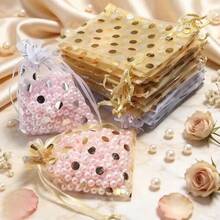 10/20pcs Silver Polka Dot Mesh Drawstring Bags And Transparent Party Gift Bags; Durable, Reusable Bags, Perfect For Wedding Favors, Birthday Party Supplies, Gift Packaging And Daily Storage - Drawstring Bag - View 2