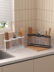 1pc Utensil Holder - Chopsticks, Spoons, Forks, Knives Multi-Purpose Kitchen Storage Box - Home And Commercial Use Utensil Storage, Suitable For Kitchen Countertop, Farmhouse Style Utensil Storage, Kitchen Storage - Multicolor - View 7