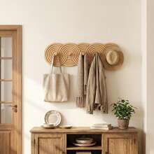Rustic Wooden Wall Hooks, 5 Hooks Included – Heavy Duty Towel And Coat Rack For Bathroom, Entryway And Kitchen – Solid Wood Decorative Hook Rack - View 5