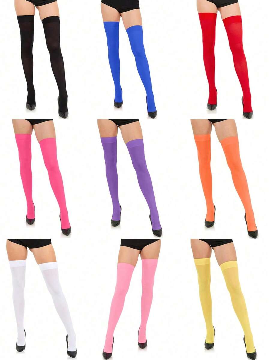 Women's Nylon Over-The-Knee Socks, Student Style, Opaque, Y2K Style, Comfortable Socks - Multicolor - View 1
