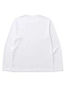 Men's Premium Geometric Grid Colorblock Patchwork Casual Long Sleeve T-Shirt | Loose Fit Comfortable Versatile Top - White - View 5