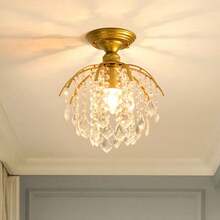 American Style Restaurant Crystal Hallway Corridor Entryway Modern Minimalist Pendant Light Staircase Entrance Small Ceiling Light Fixture Without Bulbs - Gold - View 3