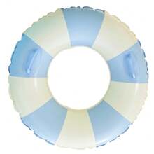 1pc Inflatable Striped Blue Pvc Floating Swimming Ring For Pool & Beach - Blue - View 7