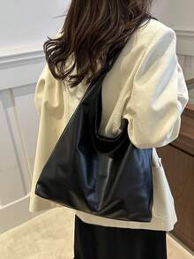 New Large Tote Bag For Women, Fashionable Design Shoulder Bag With Premium Texture - Black - View 7