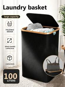 OrdoVault 25/50/100L Laundry Basket, Dirty Clothes Basket, Storage Basket, Bamboo Frame, 100L With Separate Reusable Mesh Inner Bag, Foldable Storage, Perfect Helper For Home And Bathroom Storage, Able To Store Toilet Paper, Clothes, Blankets And Other Items, Ideal Holiday Gift - View 16