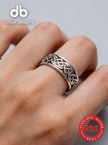 S925 Sterling Silver Unisex Celtic Knot Ring, Infinity Heart-To-Heart Ring, Vintage Hollow Irish Infinity Knot Band, Classic Celtic Wedding Ring Couple Set, Versatile Personalized Jewelry, Gift Box Packaging - Infinite Heart-to-heart Ring - View 8