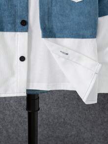 Boys' Fashion Casual 3-Section Color Block Black & White Contrast Hooded Single-Breasted Long Sleeve Jacket, Spring/Autumn - Multicolor - View 7