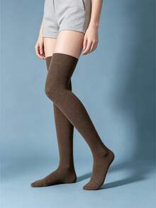 5/10 pares de calcetines altos por encima de la rodilla para mujer, versátiles y cómodos, de unicolor, para todas las estaciones - Multicolor - Ver 7