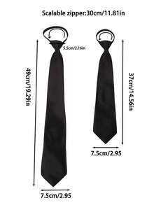 JK Uniform Black Tie Unisex Solid Color No-Knot Suit Shirt Accessory College Style No-Knot Tie - Multicolor - View 5