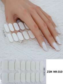 Gel Nail Strips, Nail Gel Stickers Work With Any UV Lights, Long-Lasting Nail Wraps, Stick On Nails For Women Easy To Apply & Remove - White - View 8