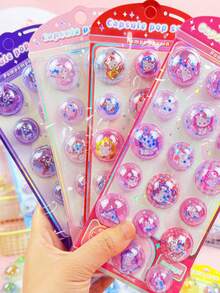 太空艙 3D 泡泡貼紙 女孩愛心裝飾貼紙，適用於筆記本、水杯、電腦，防水自黏小貼紙組，極簡平面貼紙，INS 風格裝飾貼紙，適用於筆記本、水杯、平板電腦，防水不殘膠小貼紙系列 - 彩色 - 查看 3