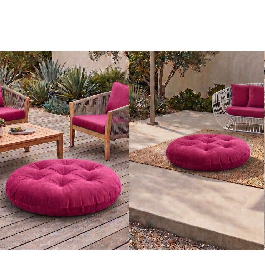 Ultra-Comfortable Round Seating Cushion - 40x40 Cm Fluffy Style - Hot Pink - View 1