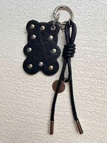JRESSIAL Punk Heart-Shaped Bag Charm, Casual Fashion Keychain Accessory - Black - View 4
