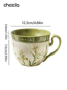 choxila 1pc Lily Patterned Coffee Cup, Large-Capacity Ceramic Cup With Lid, Multi-Functional Breakfast Cup, Milk Cup, Yogurt Bowl - Lily-shaped Coffee Cup With Lid - View 14