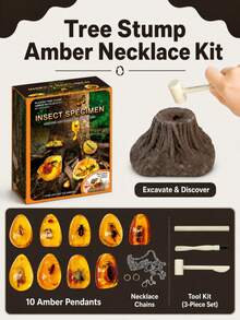 1 Set Amber Insect Fossil Digging Kit, Suitable For 6+ Years Old Children, STEM Natural Science Digging Toy, Includes Plaster Block, Resin Specimen And Tools, Blind Box Treasure Hunt Educational Gift - Multiple Options Available - View 7