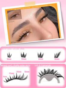 80片卡通狗狗風 D捲度自然感加厚 9-16mm 貓眼狐狸假睫毛，適合女性眼妝、派對、夜店、化妝初學者，可重複使用，瞬間放大效果睫毛簇，單簇假睫毛，分束假睫毛 - D - 查看 5