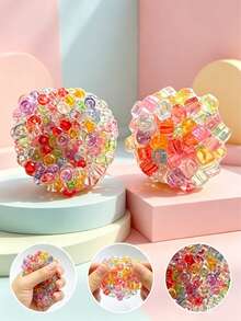 1pc Random Style Colorful Crystal Bead Squishy Fingertip Toy, Transparent Soft Stress Relief Ball, Soft Stretchable Anxiety Relief Sensory Toy, Desk Ornament, Back To School And Holiday Gift For Adults And Teens - Multicolor - View 11