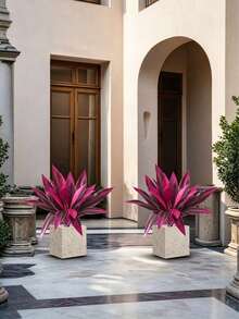 Helecho de Boston artificial púrpura, Dracaena, 12/18 piezas de hojas falsas púrpura y rojas, plantas artificiales tropicales, adecuadas para bodas, fiestas y decoración del hogar, ideales para Navidad y el Día de San Valentín, maceta no incluida - Rojo violeta - Ver 9