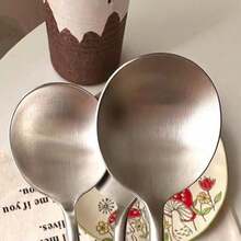 3pcs Walnut Handle Stainless Steel Spoons, Minimalist Texture, Tableware For Home And Western Dining - View 7