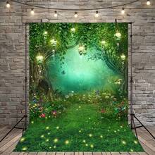 Bottom 2D Plano de Conto de Fadas Mundo Fantástico - Decoração de Mesa de Bolo de Festa de Aniversário com Borboleta da Floresta Tropical Verde, Banner de Cenário para Fotografia - verde - Visão 4