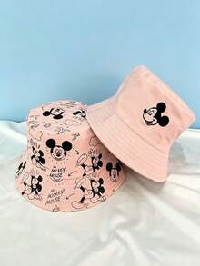 Disney 米奇可翻轉雙面可穿戴印花漁夫帽，男女通用，休閒風格，防紫外線，輕便戶外旅行沙灘遮陽帽 - 彩色 - 查看 9