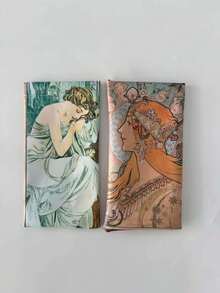 1個或2個 Alphonse Maria Mucha 藝術圖案眼鏡收納袋 (1個) - 防水PU皮革便攜時尚眼鏡收納袋，極簡保護盒，男女通用學生眼鏡配件，磁吸式旅行時尚眼鏡/閱讀眼鏡收納袋 - 彩色 - 查看 15
