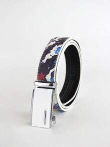 1 pièce Ceinture à boucle automatique en métal avec motif camouflage graffiti, style punk de rue, convient pour le port quotidien, les déplacements, les fêtes, les anniversaires, les cadeaux, la rentrée scolaire, toutes les saisons - Multicolore - Voir 6