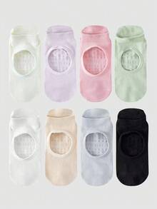 1/2/4/6/8 Pairs Breathable Mesh Yoga Pilates Non-Slip Socks, Ankle Socks For Women, Pure Cotton Sports Boat Socks - Multicolor - View 37