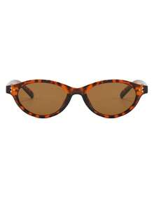 1 Pair Women's Oval PC Frame Vintage Transparent Tea Color Personalized Rivet Street Style Fashion Glasses - Leopard Tea - View 5