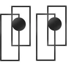 2pcs Metal Abstract Wall Art, Modern Geometric Decor (Black) - Black - View 2
