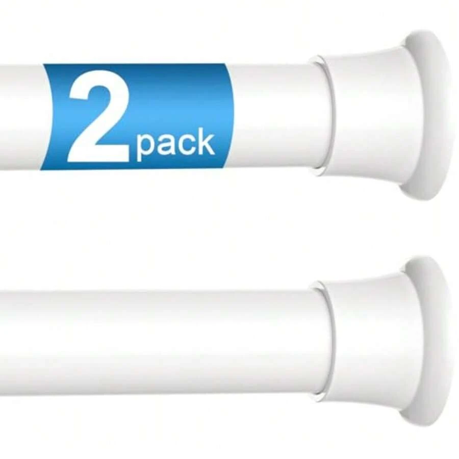 2pack Tension Curtain Rod 30 To 62 Inch, Spring Tension Curtain Rod Adjustable Expandable Curtain Rod No Drilling, Spring Loaded Curtain Rods For Windows, Bedroom, Doorway Door, Closet - White - View 1