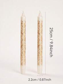 2件組金色花卉圖案白色錐形蠟燭,大豆蠟裝飾蠟燭,適用於婚禮桌面裝飾、派對裝飾與燭光晚餐 - 長桿蠟 - 查看 5