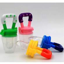 Contenedor de comida para bebés, cuchara de silicona para alimentar con fruta, cuchara de alimentación con punta suave de silicona, herramienta de alimentación para bebés, suministros de ali - azul L - Ver 3