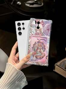 Android Mermaid Painted Transparent Four-Corner Card Holder Multi-Function Card Wallet With Wrist Strap Thick Anti-Drop Phone Protective Case Compatible With Galaxy S25/S25PLUS/S25 Ultra/A16/A36/A26/A56/A50/A12/A32/A52/A72/A51/A21S/A13/A14/S24/S24PLUS/S24Ultra/S20/S23/S22/A53/S20FE/S21/,Compatible With Xiaomi 11/12Pro/12/12X/13Pro/14Pro/15Pro/X3pro/ Compatible With Redmi 10/9/Note9/12c/Note11pro/Note8Pro/9C/9a - Multicolor - View 3