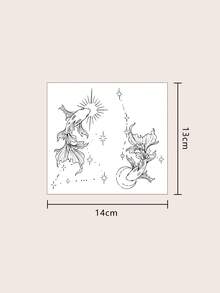 1 pieza Pegatina de tatuaje realista de PVC impermeable y resistente al roce, con patrón de 2 peces koi, adecuada para uso diario de mujeres y hombres - Gris - Ver 6