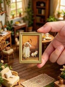 1 pezzo Miniatura di quadro decorativo da parete di lusso per casa delle bambole da 7,4 cm, articolo in miniatura divertente per donne adulte, pezzo singolo confezionato indipendentemente in confezione misteriosa; multifunzionale, adatto per allestimento di scena da parete di soggiorno vintage in miniatura, sfondo per fotografia di natura morta con estetica domestica mid-century, decorazione da parete di mini bar di lusso fai-da-te da scrivania per soggiorno, accessorio decorativo di alta gamma abbinato a mobili per casa delle bambole - Multicolore - Visualizzare 2