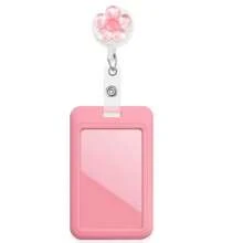 2pcs (1pc Retractable Lanyard 1pc Card Holder) Cute Flower Retractable Lanyard Sliding Cover Bus Card Campus Card Transit Card Holder Creative Badge Clip - Multicolor - View 8