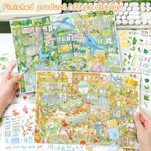 Extra Large DIY Scene Stickers, 34*25cm/13.3*10inch Adult Landscape Stickers, House Stickers, Scrapbook Stickers, 3D Miniature House Scene Stickers, DIY Scrapbook Stickers, Landscape Stickers, Scenery Stickers, Manual Stickers, Reusable, Multiple Sizes Available - A - View 7