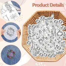 Pre-Printed Floral Wreath Letter Water-Soluble Adhesive Embroidery Stabilizer, Washable Pattern, Suitable For Beginners And Hand Sewing Enthusiasts - A364 - View 3