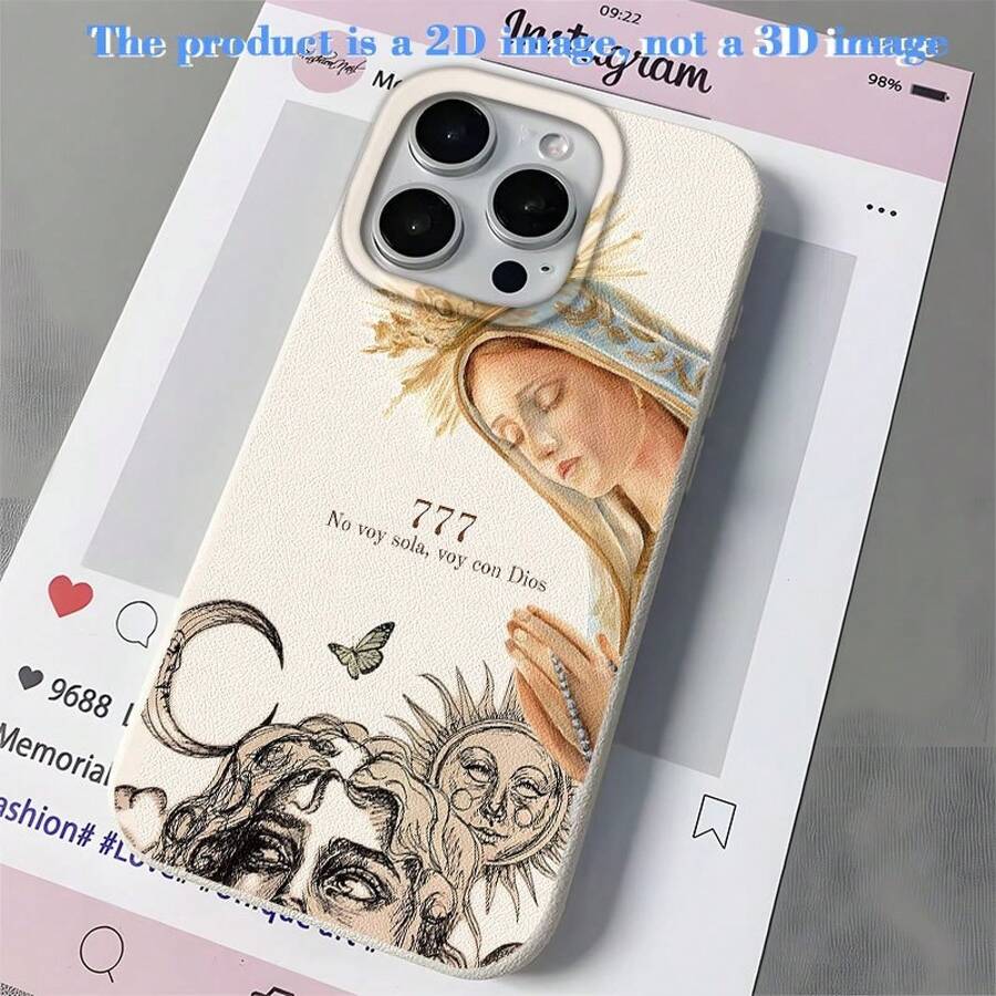 [24h Shipping From DE/FR/ES]Apple 11-17 Phone Case: Virgin Mary Prayer Print And Mystic Symbols With Matte UV Printing, Soft Case, 360-Degree Full Protection, Modern And Versatile, Comfortable Grip, Compatible With IPhone 17 Pro Max/XR/XS 16/15/14/13/12/11/8 Plus And Other Series. Cute Phone Cover, Ideal Gift For Friends, Holiday Gift. - 1 Piece Of Picture Color - View 1