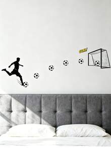 1 pièce Autocollant mural créatif et réaliste de but de football, convient pour le salon, la chambre, la salle de bain et d'autres espaces, ajoute de l'ambiance à la pièce, décoration de la maison - multicolore - Voir 3
