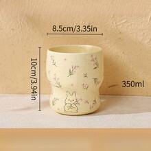 1pc Cute Rabbit Floral Coffee Cup, Handheld Cup Afternoon Tea Cup Dessert Cup Matcha Cup Ceramic Material, Suitable For Coffee Corner, Office, Back To School Season, Gift, Tumbler, Cup, One Cup Of Coffee - Multicolor - View 14