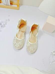 Sepatu Hak Tinggi Nyaman Berujung Bulat Berbahan Jala untuk Anak Perempuan, Sepatu Putri Serbaguna untuk Pemakaian Sehari-hari - Putih - View 5