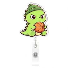 1pc Dinosaur Pattern Retractable Badge Reel, Acrylic Easy-Pull Retractable ID Card Holder, Suitable For Nurses, Workers, Doctors, Registered Nurses, Nursing Assistants, Fun Badge Design, Durable Badge Clip, 2D Flat - A - View 10